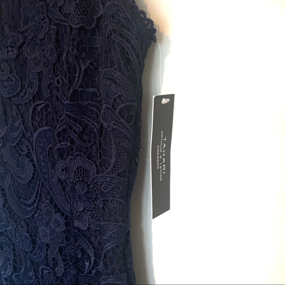 NWT Tahari Navy Illusion Sheath Dress 6 - Picture 4 of 5